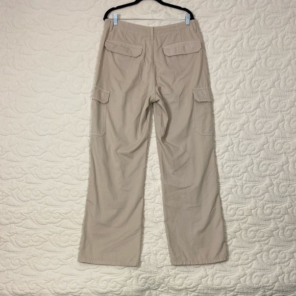Zara High Rise Cargo Pants Khaki Trousers Size 10 Relaxed Fit - Picture 9 of 12